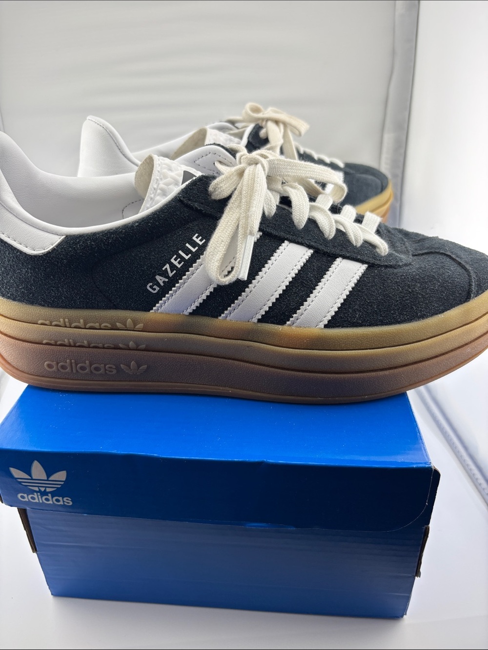 Womens adidas Gazelle Bold Athletic Shoe - Core Black / Cloud White size 9